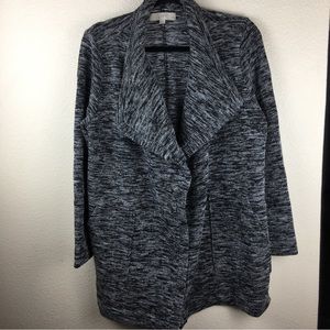 Ann Taylor Loft Black and White Open Front Coat Knit Cardigan Size LP